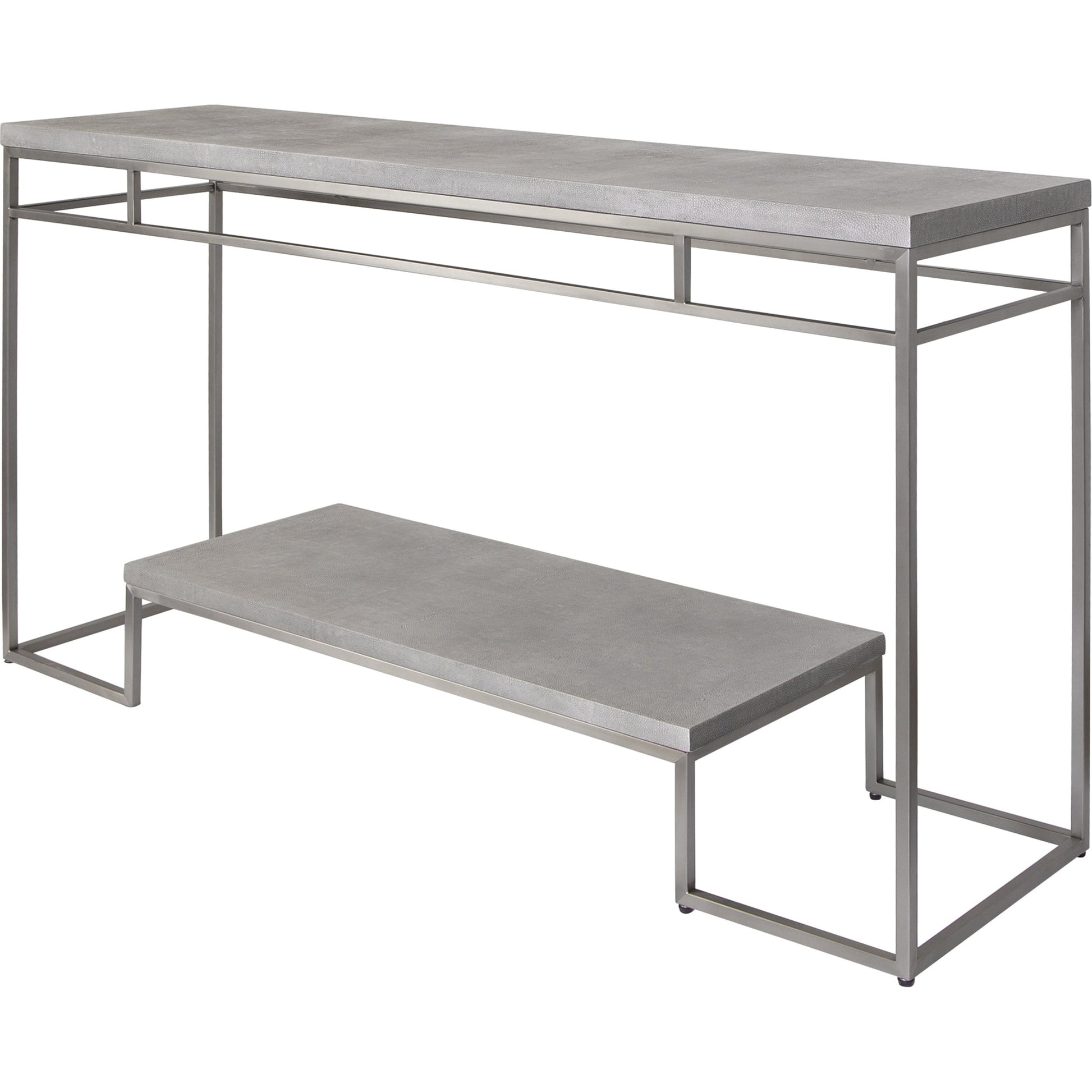 Clea Console Table by Uttermost. Made from stainless steel, mdf, faux shargreen in a modern style.