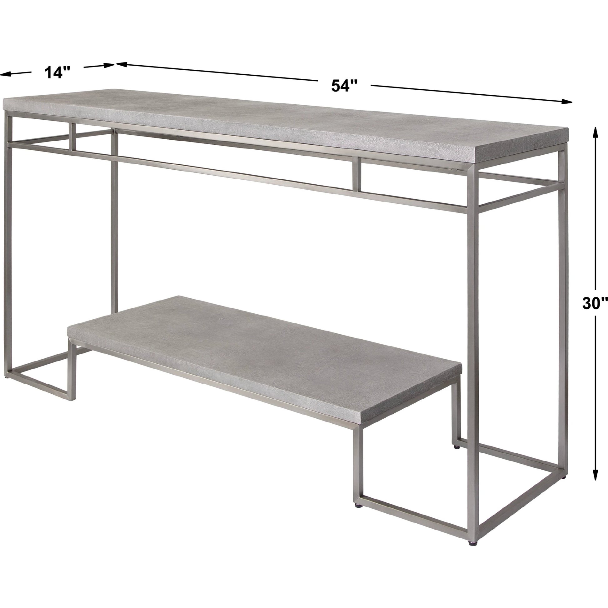 Clea Console Table by Uttermost. Made from stainless steel, mdf, faux shargreen in a modern style.