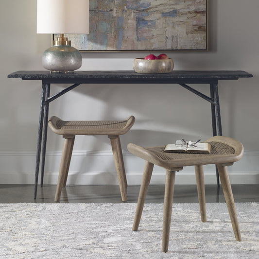 Arne Bench by Uttermost. Made from oak wood with rattan in a eclectic & global style.