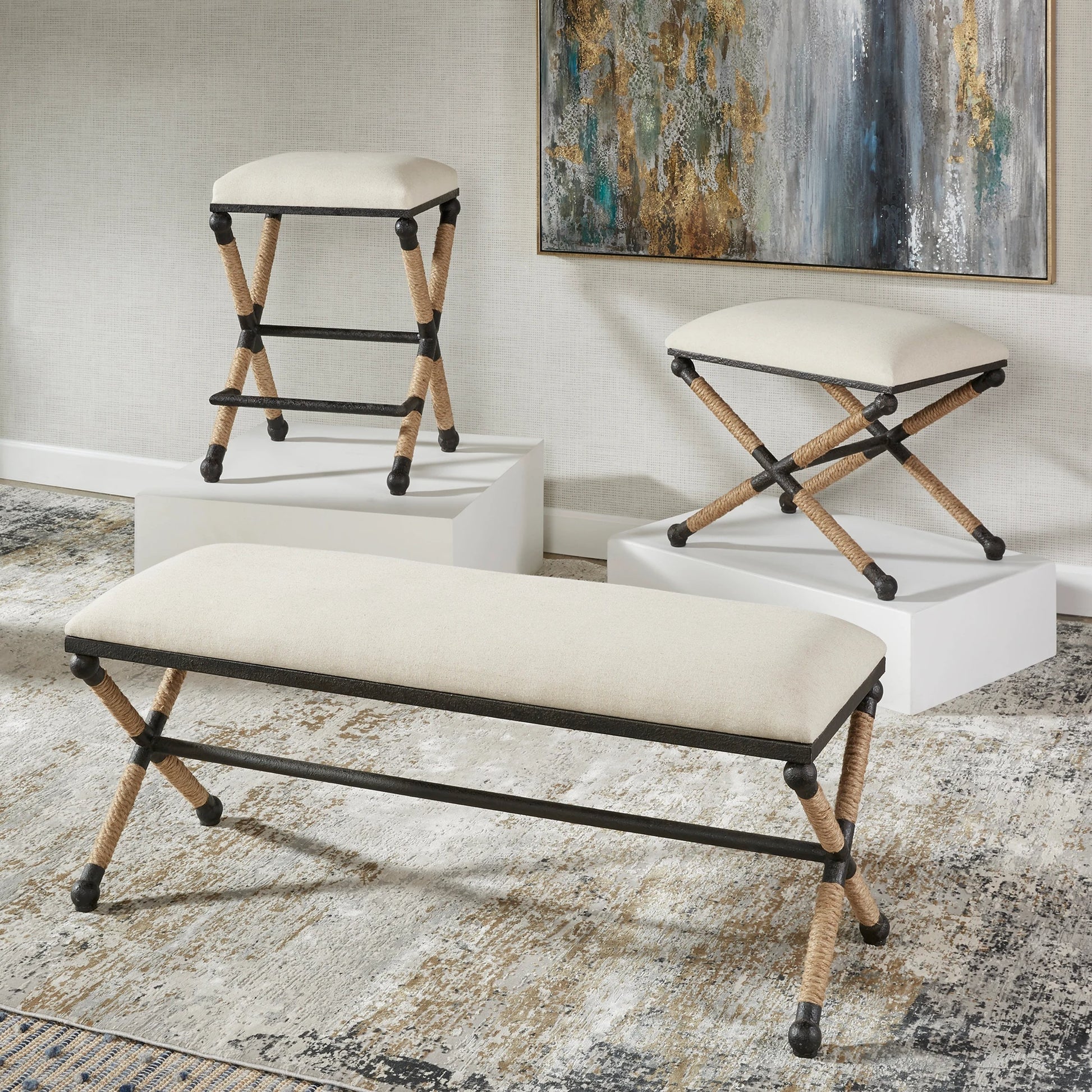 Firth Small Bench by Uttermost. Made from unique in a coastal style.