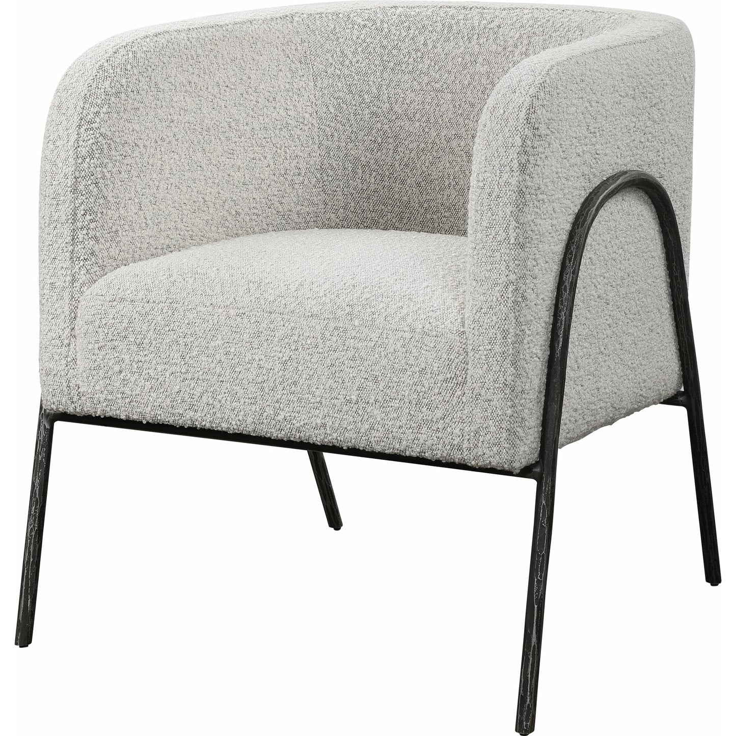 002 SR-824177 | Additional Silo | Jacobsen Accent Chair by Uttermost in ivory, warm gray and iron. Made from fabric, foam, plywood, iron in a modern style.