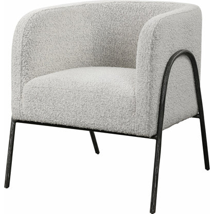 Jacobsen Accent Chair by Uttermost in ivory, warm gray and iron. Made from fabric, foam, plywood, iron in a modern style.
