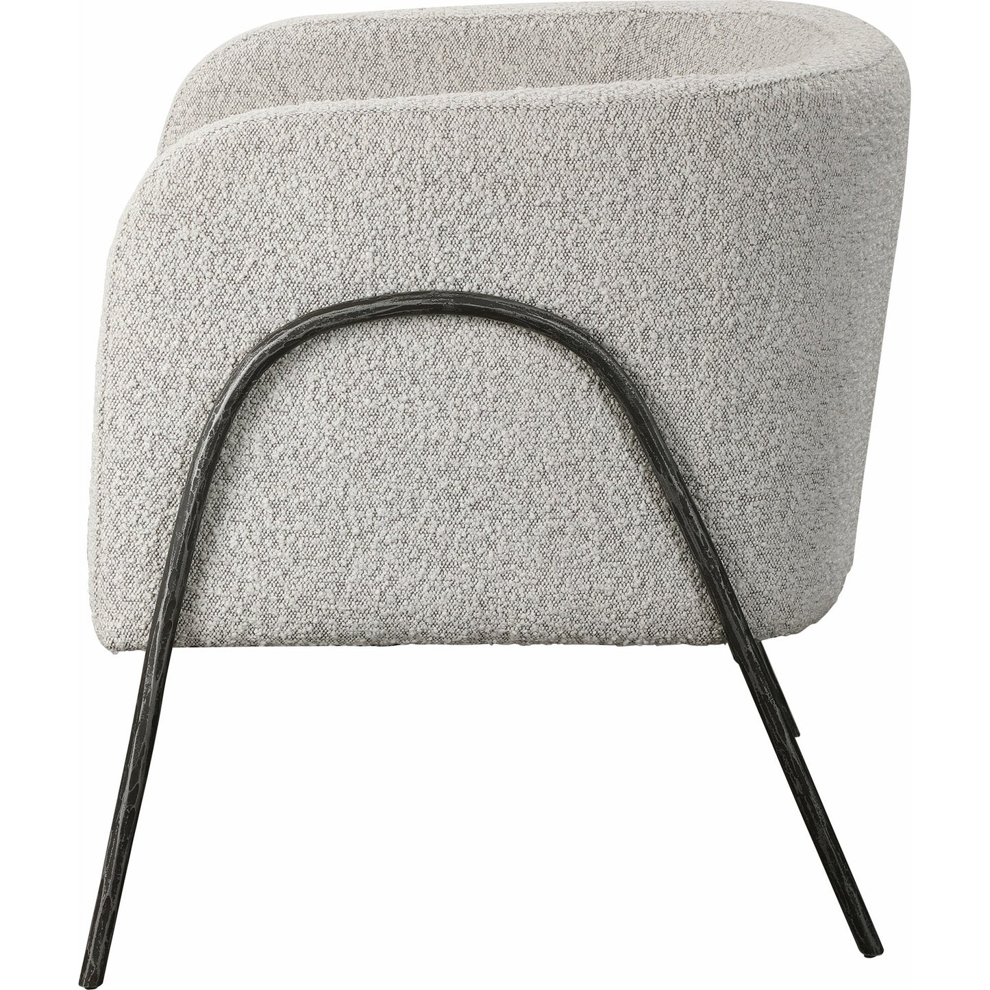 004 SR-824177 | Additional Silo | Jacobsen Accent Chair by Uttermost in ivory, warm gray and iron. Made from fabric, foam, plywood, iron in a modern style.