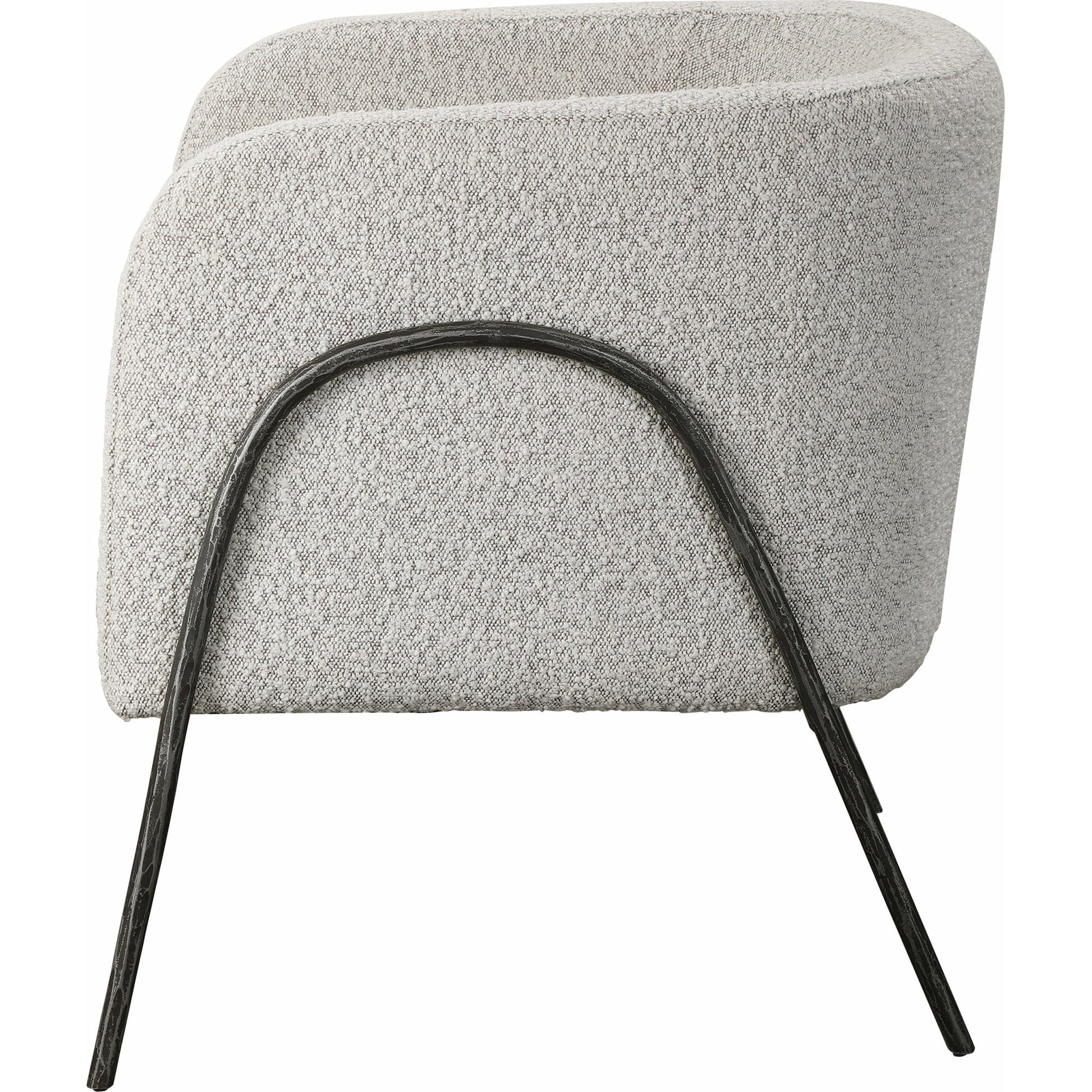 Jacobsen Accent Chair by Uttermost in ivory, warm gray and iron. Made from fabric, foam, plywood, iron in a modern style.