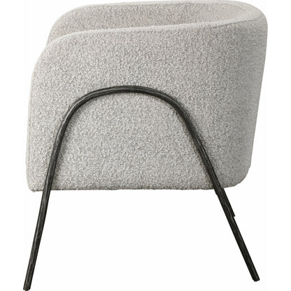 Jacobsen Accent Chair by Uttermost in ivory, warm gray and iron. Made from fabric, foam, plywood, iron in a modern style.