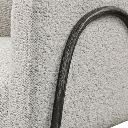 Jacobsen Accent Chair by Uttermost in ivory, warm gray and iron. Made from fabric, foam, plywood, iron in a modern style.