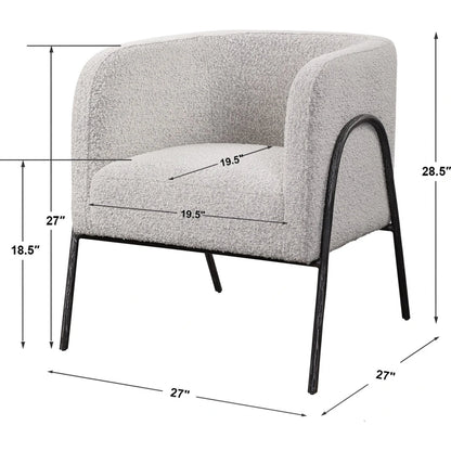Jacobsen Accent Chair by Uttermost in ivory, warm gray and iron. Made from fabric, foam, plywood, iron in a modern style.