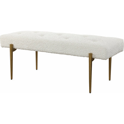 Olivier Bench by Uttermost. Made from stainless steel, fabric, plywood, foam in a modern style.