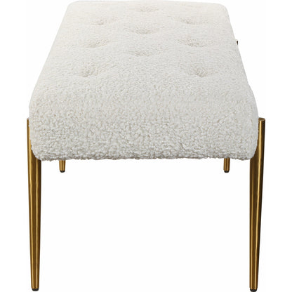 Olivier Bench by Uttermost. Made from stainless steel, fabric, plywood, foam in a modern style.
