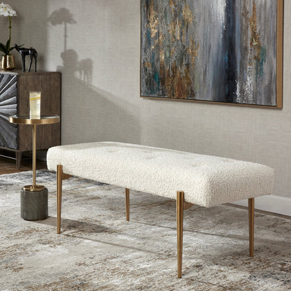 Olivier Bench by Uttermost. Made from stainless steel, fabric, plywood, foam in a modern style.