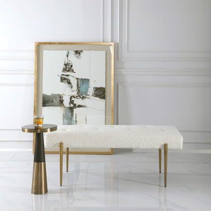 Olivier Bench by Uttermost. Made from stainless steel, fabric, plywood, foam in a modern style.