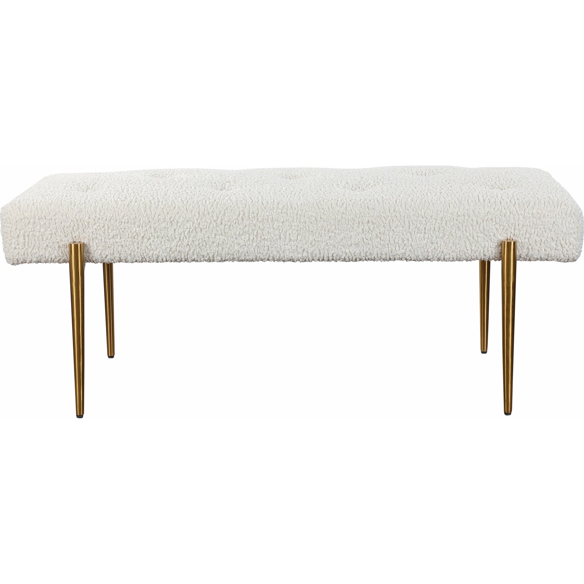 Olivier Bench by Uttermost. Made from stainless steel, fabric, plywood, foam in a modern style.