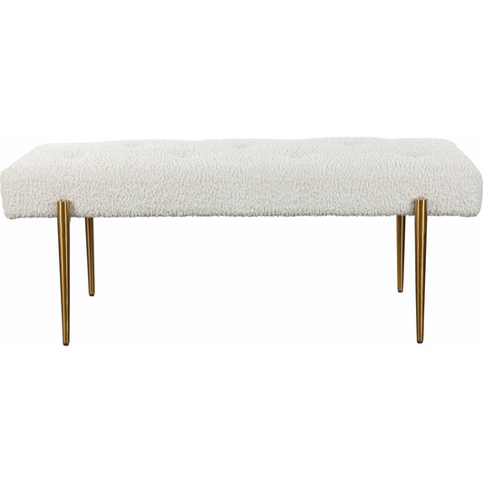 Olivier Bench by Uttermost. Made from stainless steel, fabric, plywood, foam in a modern style.