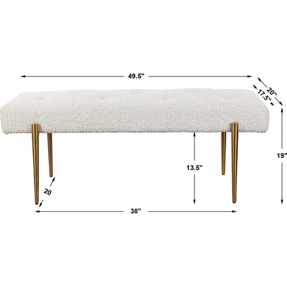 Olivier Bench by Uttermost. Made from stainless steel, fabric, plywood, foam in a modern style.