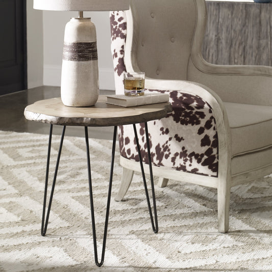 Runay Slab Side Table by Uttermost in wood. Made from tsca title vi with veneer, metal in a modern style.