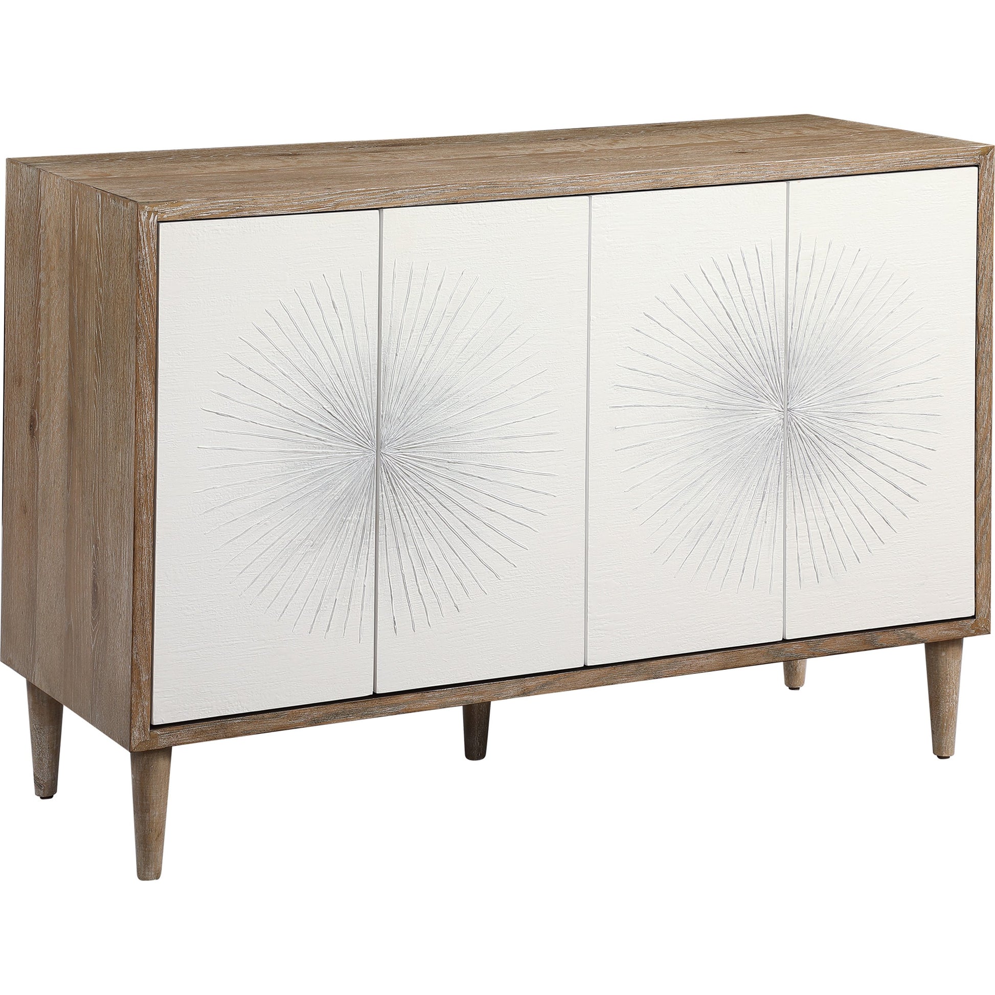 Dani Cabinet by Uttermost in white. Made from rubber wood, plywood, mdf, oak veneer in a modern style.