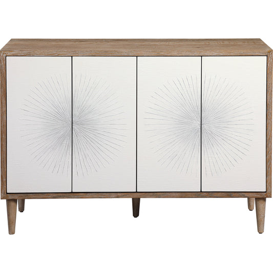 Dani Cabinet by Uttermost in white. Made from rubber wood, plywood, mdf, oak veneer in a modern style.