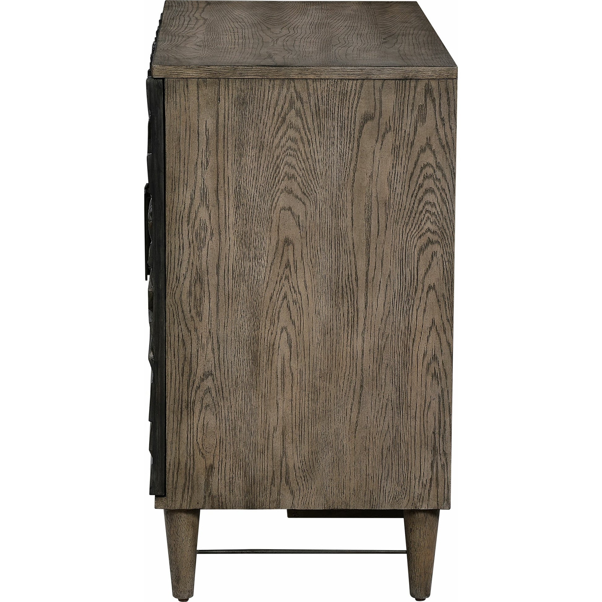 Shield Cabinet by Uttermost in gray. Made from rubber wood, oak veneer, mdf, particle board, steel in a eclectic & global style.