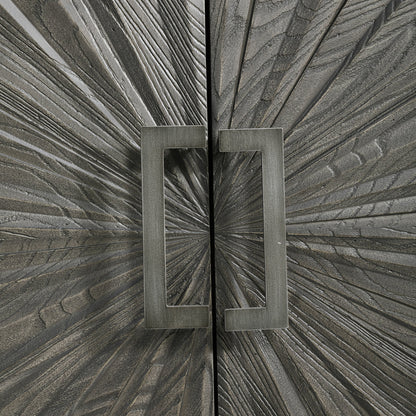 Shield Cabinet by Uttermost in gray. Made from rubber wood, oak veneer, mdf, particle board, steel in a eclectic & global style.