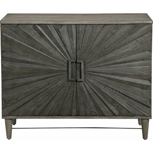 Shield Cabinet by Uttermost in gray. Made from rubber wood, oak veneer, mdf, particle board, steel in a eclectic & global style.