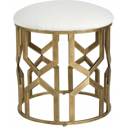 Trellis Geometric Accent Stool by Uttermost. Made from iron, mdf, fabric, foam in a transitional style.
