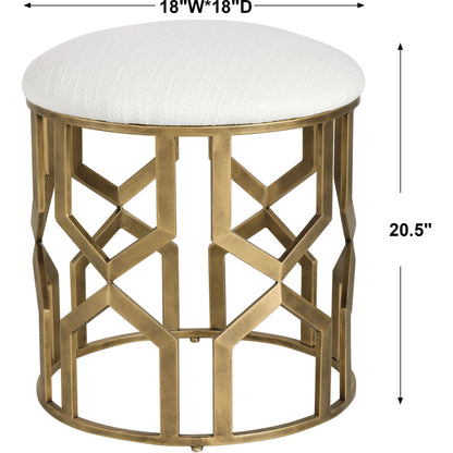 Trellis Geometric Accent Stool by Uttermost. Made from iron, mdf, fabric, foam in a transitional style.