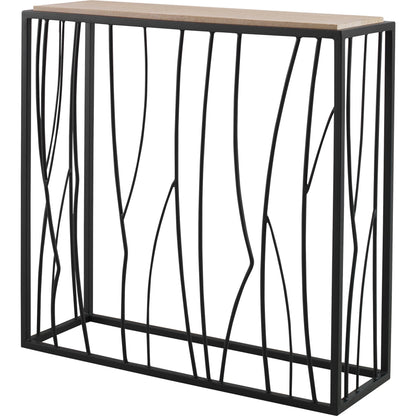 Reed Travertine Console Table by Uttermost. Made from metal, stone in a modern style.