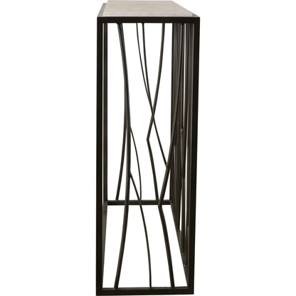 Reed Travertine Console Table by Uttermost. Made from metal, stone in a modern style.