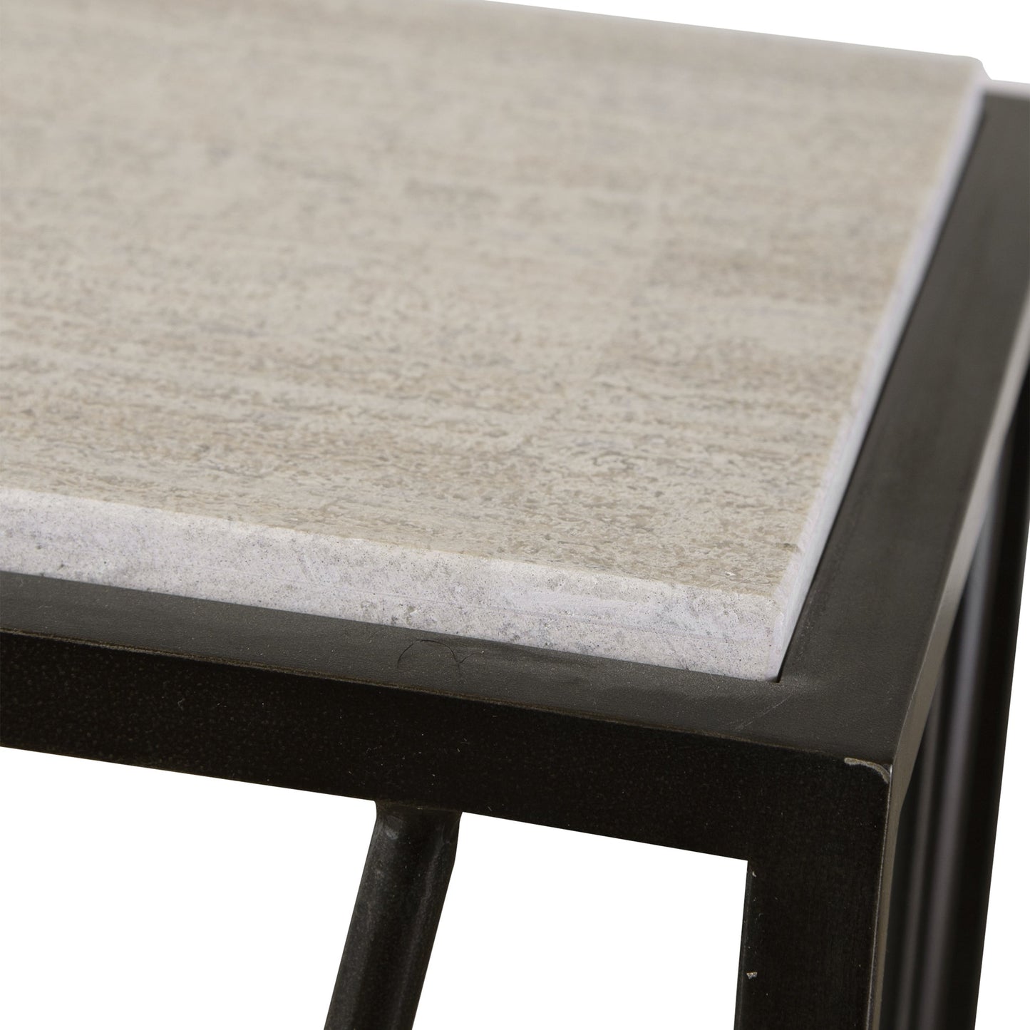 002 SR-824203 | Closeup | Reed Travertine Console Table by Uttermost. Made from metal, stone in a modern style.
