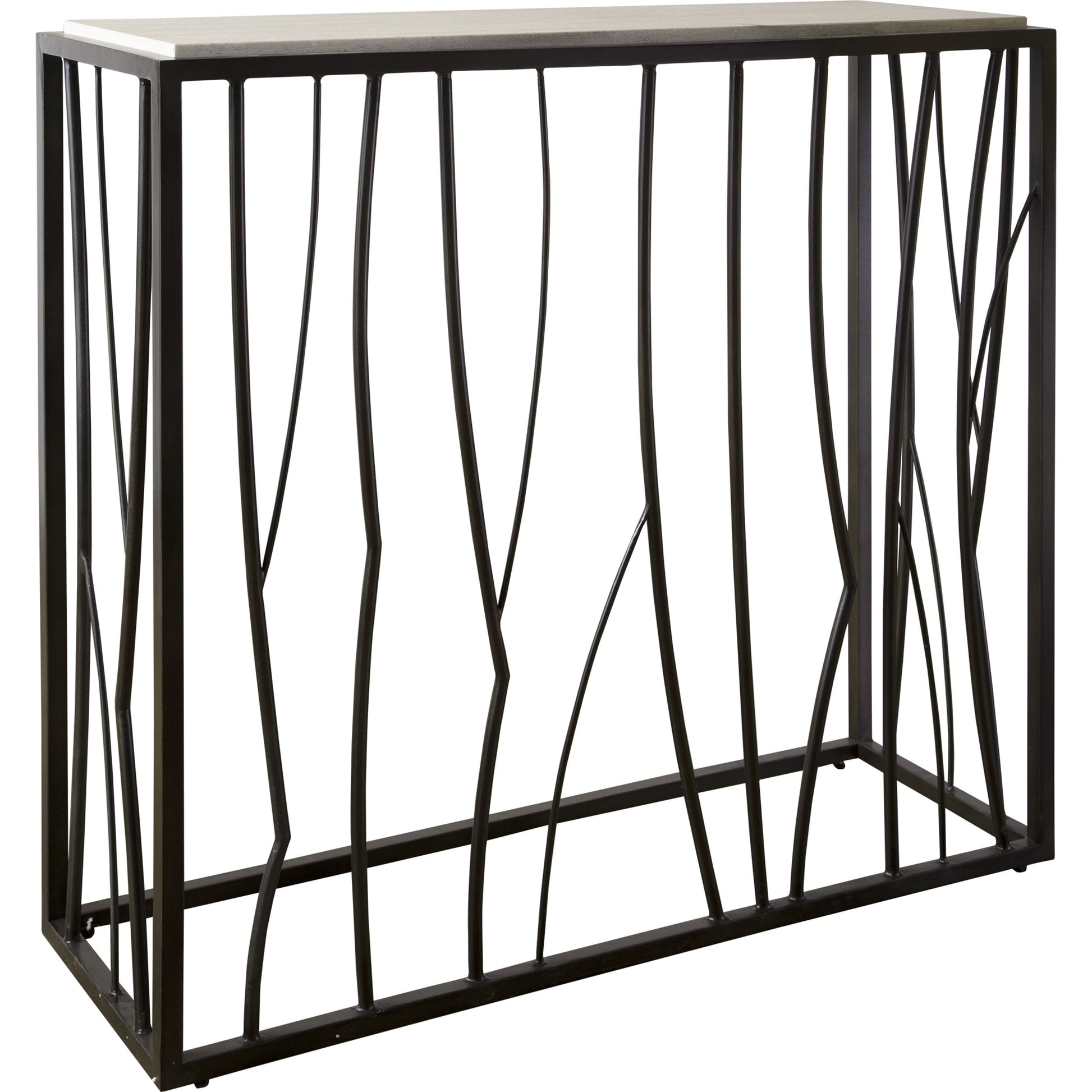 Reed Travertine Console Table by Uttermost. Made from metal, stone in a modern style.