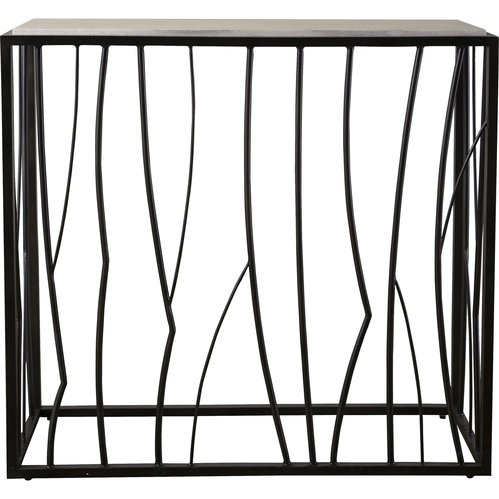 Reed Travertine Console Table by Uttermost. Made from metal, stone in a modern style.