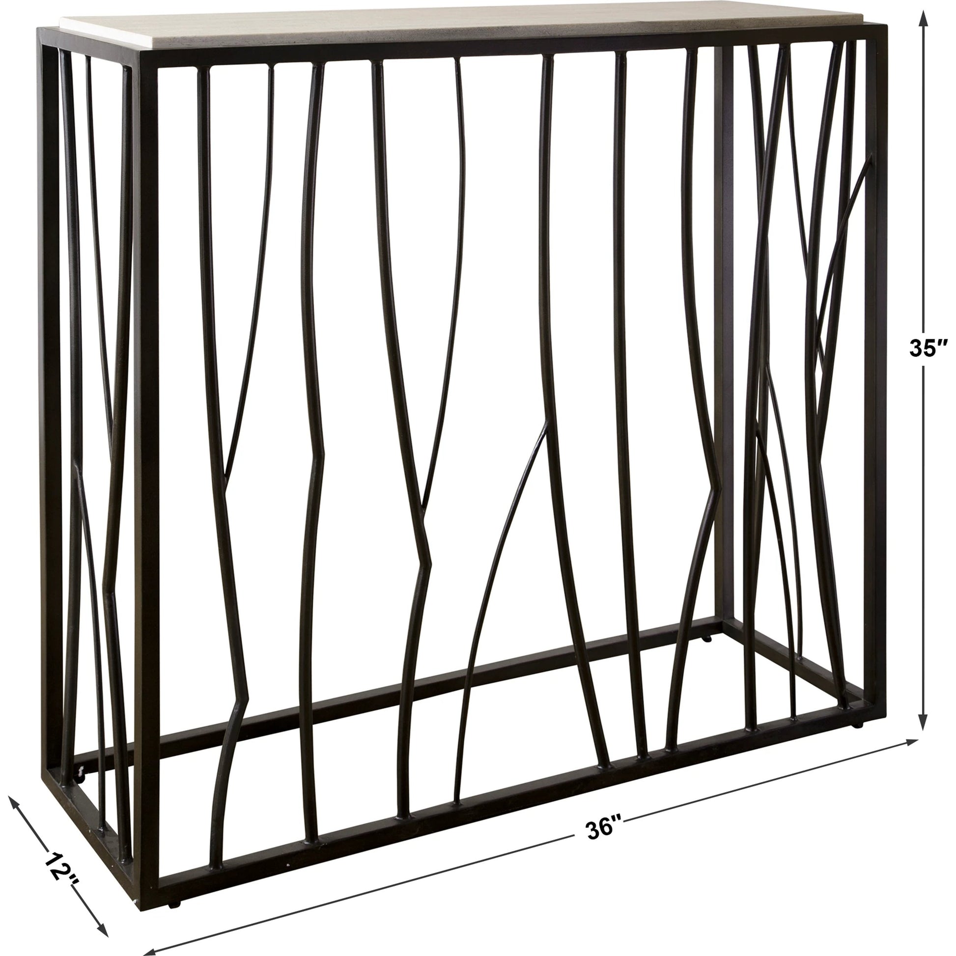 Reed Travertine Console Table by Uttermost. Made from metal, stone in a modern style.