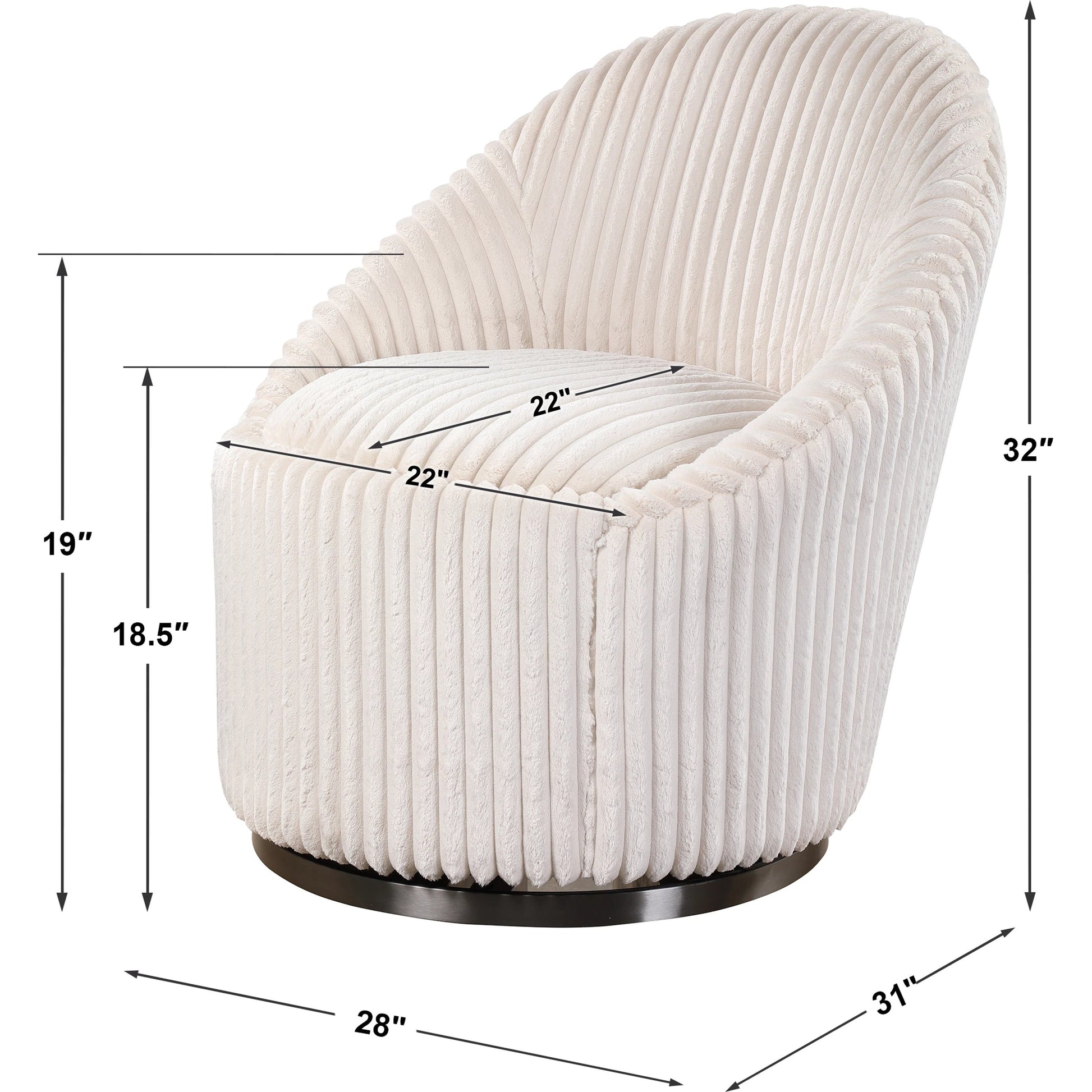 Crue Swivel Chair by Uttermost. Made from plywood, hardwood, fabric, foam, stainless steel in a modern style.