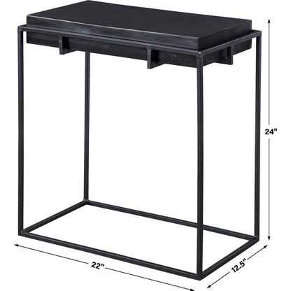 Telone Side Table by Uttermost in black. Made from iron, aluminum in a modern style.