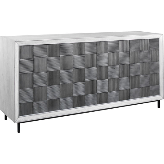 Checkerboard Cabinet by Uttermost in gray. Made from mahogany wood with tsca title vi, iron in a modern style.