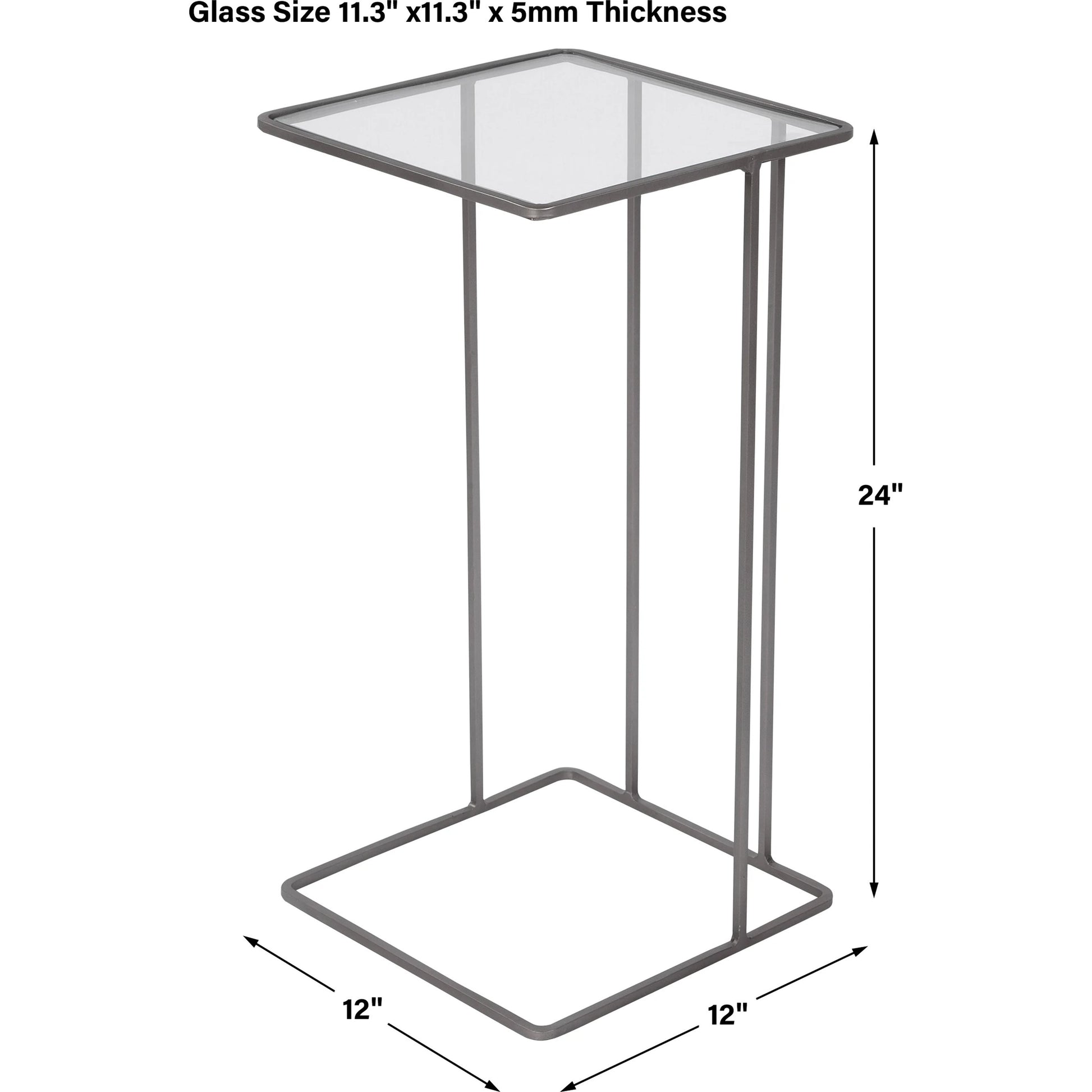 Cadmus Accent Table by Uttermost in black. Made from iron, glass in a modern style.