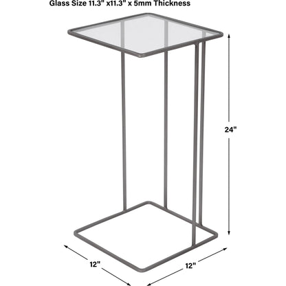 Cadmus Accent Table by Uttermost in black. Made from iron, glass in a modern style.