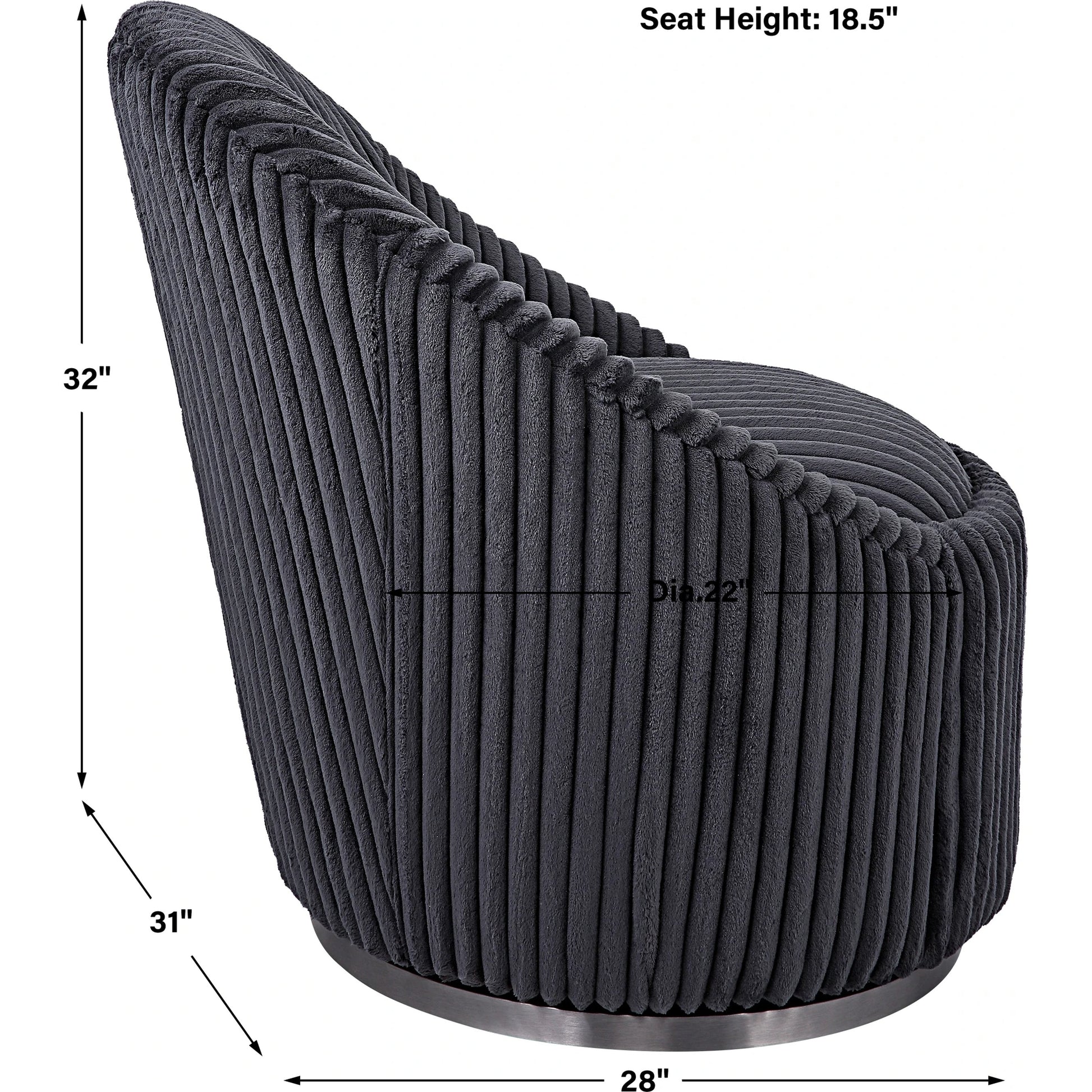 Crue Swivel Chair by Uttermost. Made from plywood, hardwood, fabric, foam, stainless steel in a modern style.