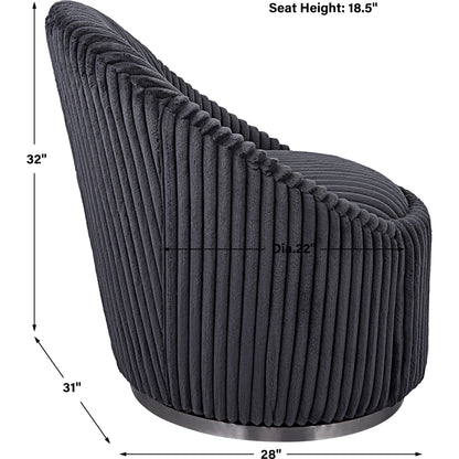 Crue Swivel Chair by Uttermost. Made from plywood, hardwood, fabric, foam, stainless steel in a modern style.