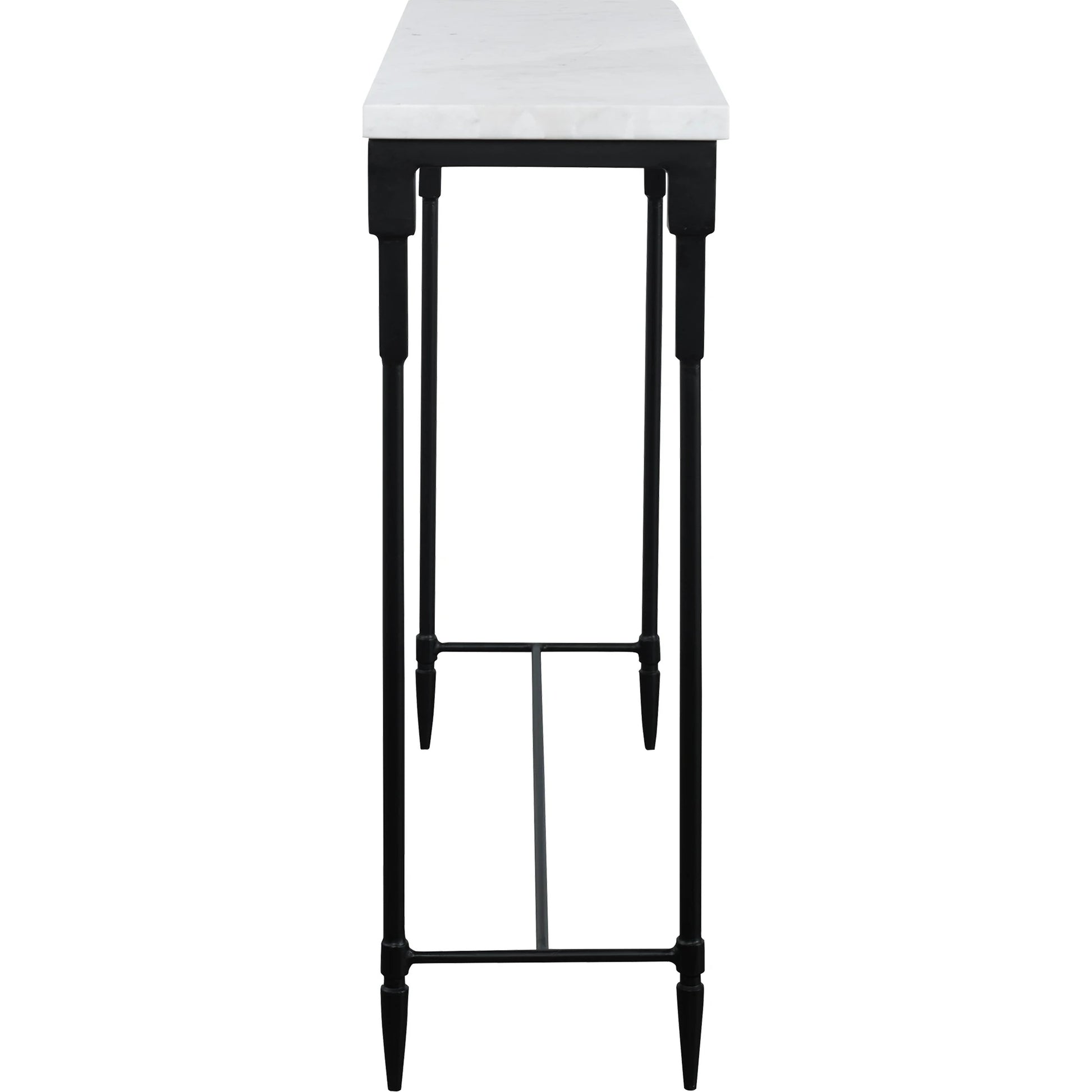 Bourges Console Table by Uttermost in white, satin black. Made from marble, iron in a transitional style.