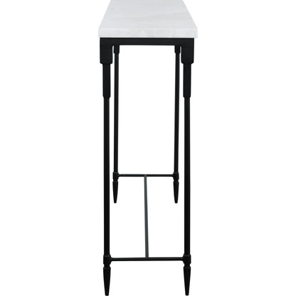 Bourges Console Table by Uttermost in white, satin black. Made from marble, iron in a transitional style.