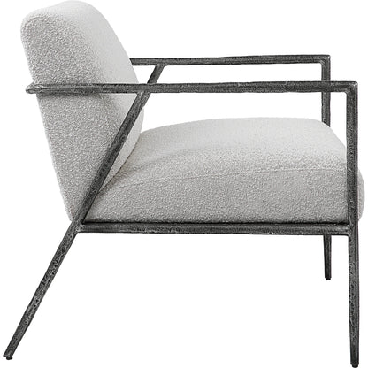 Brisbane Chair by Uttermost in ivory, gray and charcoal. Made from cast iron, mdf, foam, fabric in a transitional style.