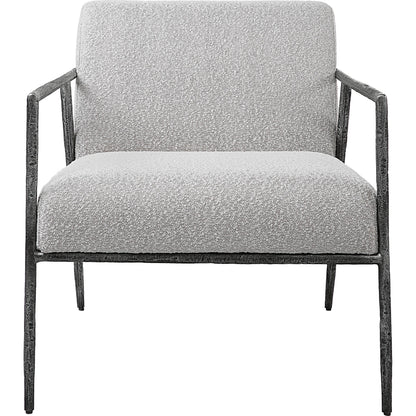 Brisbane Chair by Uttermost in ivory, gray and charcoal. Made from cast iron, mdf, foam, fabric in a transitional style.