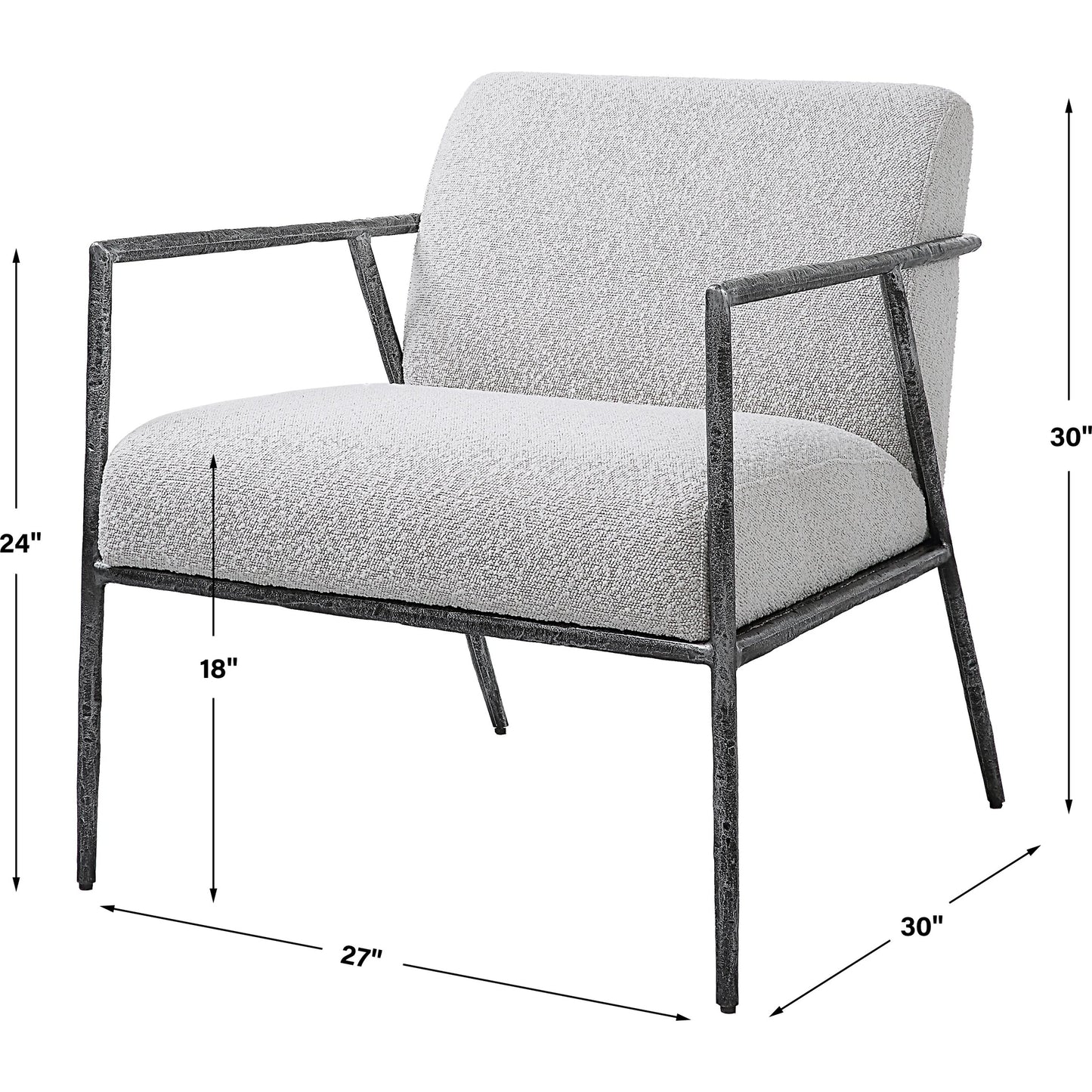 008 SI-1789756 | Additional Silo | Brisbane Chair by Uttermost in ivory, gray and charcoal. Made from cast iron, mdf, foam, fabric in a transitional style.