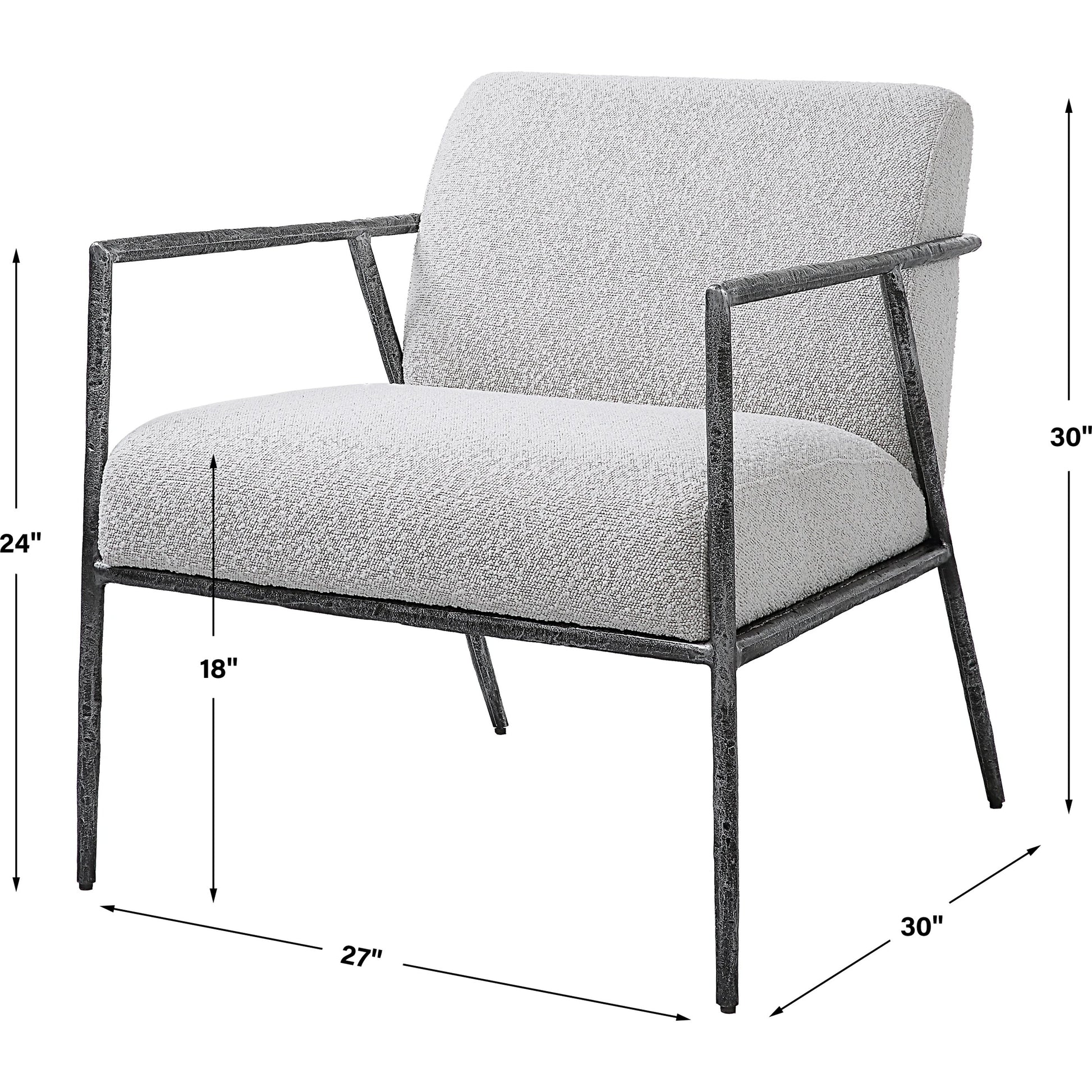 Brisbane Chair by Uttermost in ivory, gray and charcoal. Made from cast iron, mdf, foam, fabric in a transitional style.