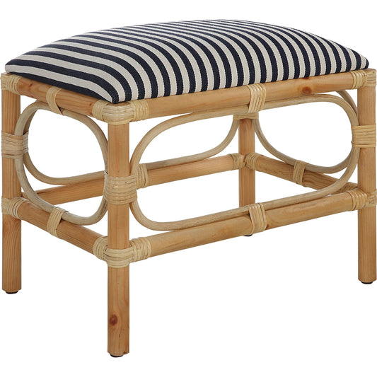 Laguna Small Bench by Uttermost. Made from pine wood, foam, fabric in a coastal style.