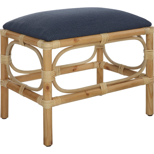 Laguna Small Bench by Uttermost. Made from pine wood, foam, fabric in a coastal style.