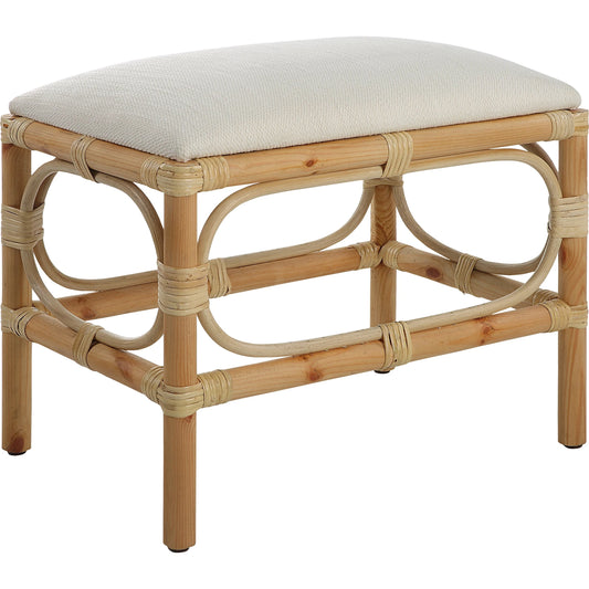 Laguna Small Bench by Uttermost. Made from pine wood, foam, fabric in a coastal style.