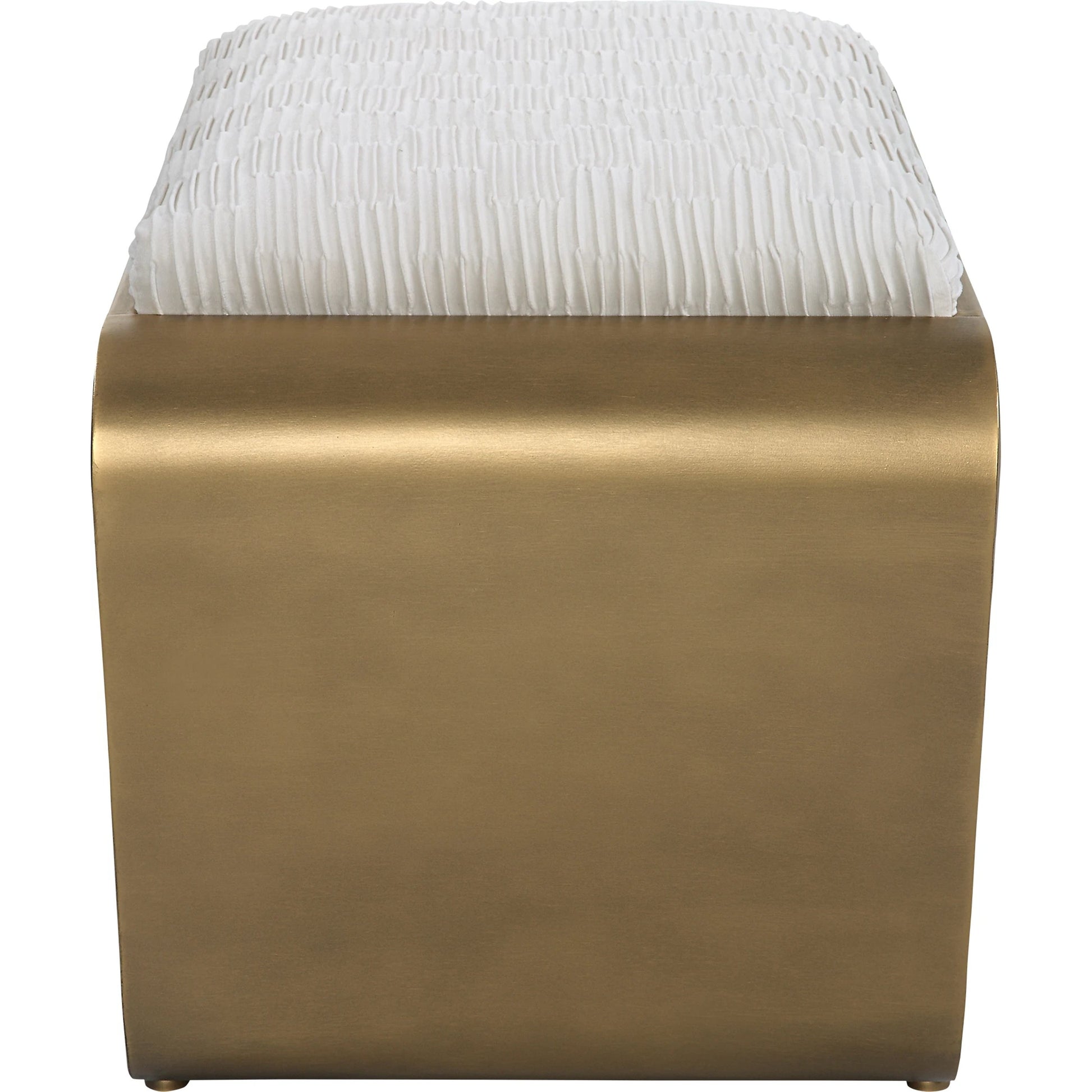 Hoop Bench by Uttermost in antique gold. Made from iron, mdf, polyester, foam in a modern style.