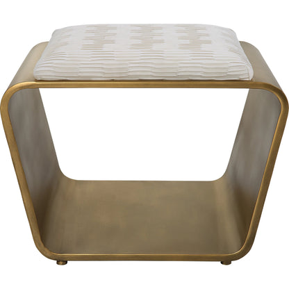 Hoop Bench by Uttermost in antique gold. Made from iron, mdf, polyester, foam in a modern style.